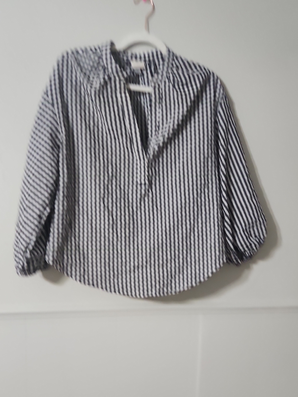 a new day Black & White Striped Button-Down Blouse